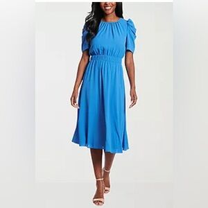 NEW London Style Womens Short Sleeve Midi Fit + Flare Dress